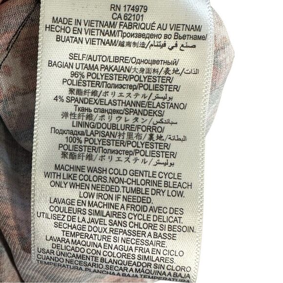 BCBG XS Midi Dress Surplice Draped Burgundy Boho Floral V Neck Halter Pockets - Picture 8 of 8